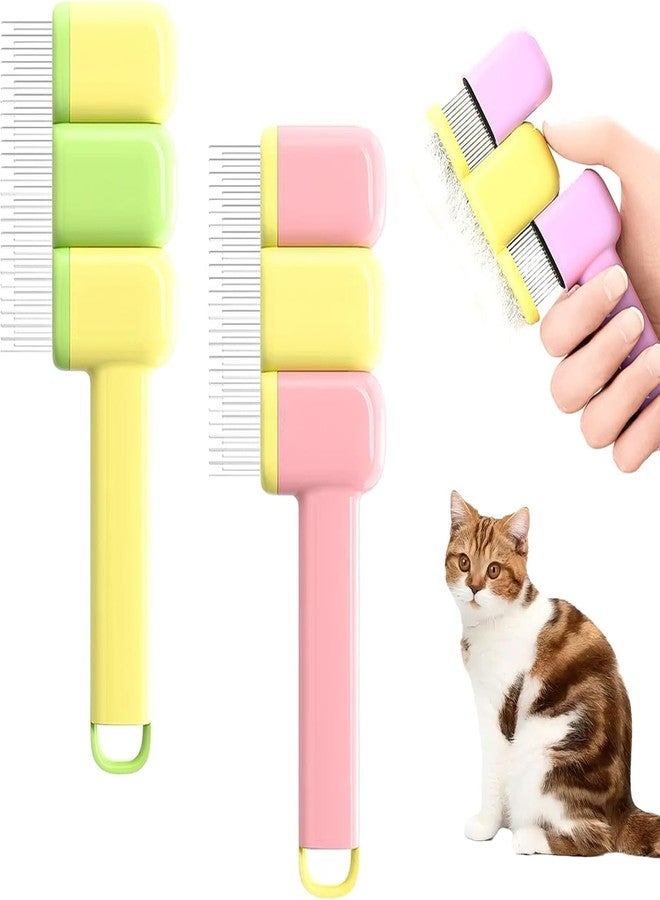 ANOXA Self-Cleaning Pet Grooming Brush with Stainless Steel Teeth - Gentle Deshedding & Flea Comb for Cats and Dogs, Efficient Hair Removal Solution for Indoor Pets (MULTICOLOR)(PACK OF 1) - Image 1